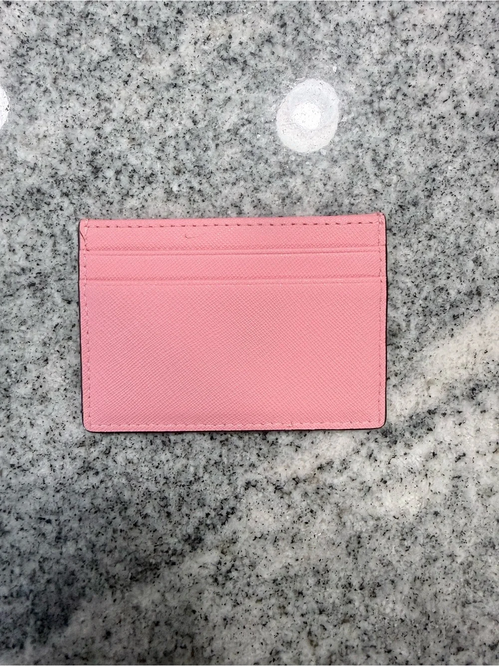 kate spade pink saffiano slim card case with gold logo